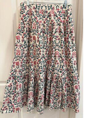 Abercrombie & Fitch Floral Tiered Midi Skirt Petite Large LP Cottagecore